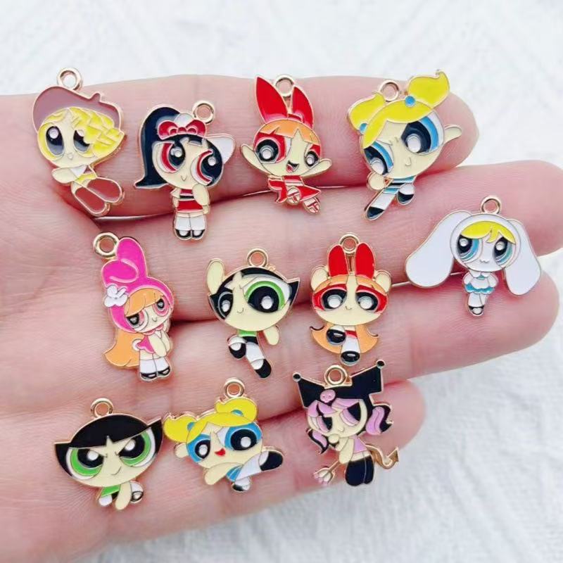 Model Kit For Girls - 10pcs Alloy Oil-Dripping Cartoon Girl Pendant,