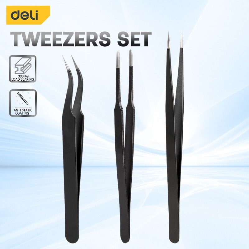 Model Kit Nipper - Deli 3PCS Tweezers Set Upgraded Stainless