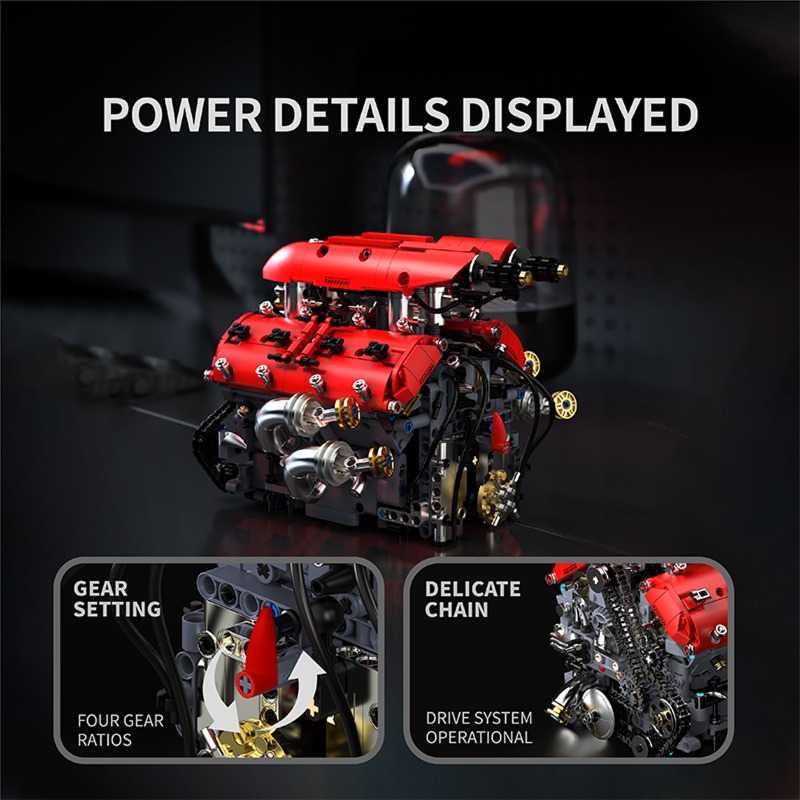 T5011 1370pcs Simulation V8 Tu - Model Kit Engine V8 recension och pris