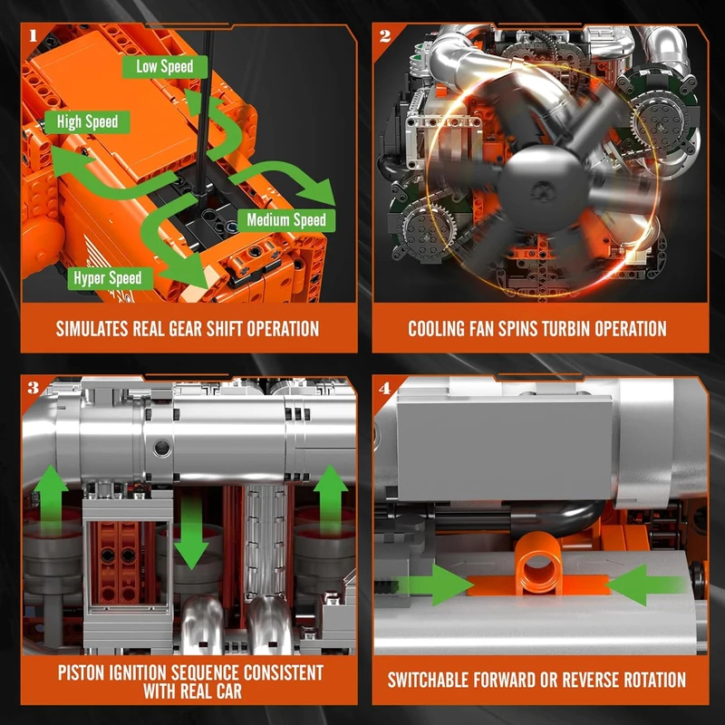 Mould King 10200 V8 Twin-Turbo - Model Kit Engine V8 recension och pris
